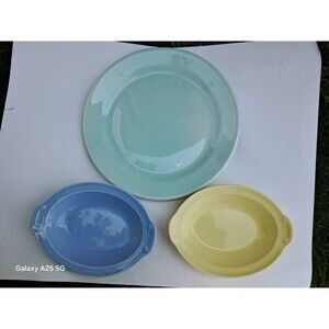 Lu Ray Pastels Round Platter and 2 Oval Serving Bowls